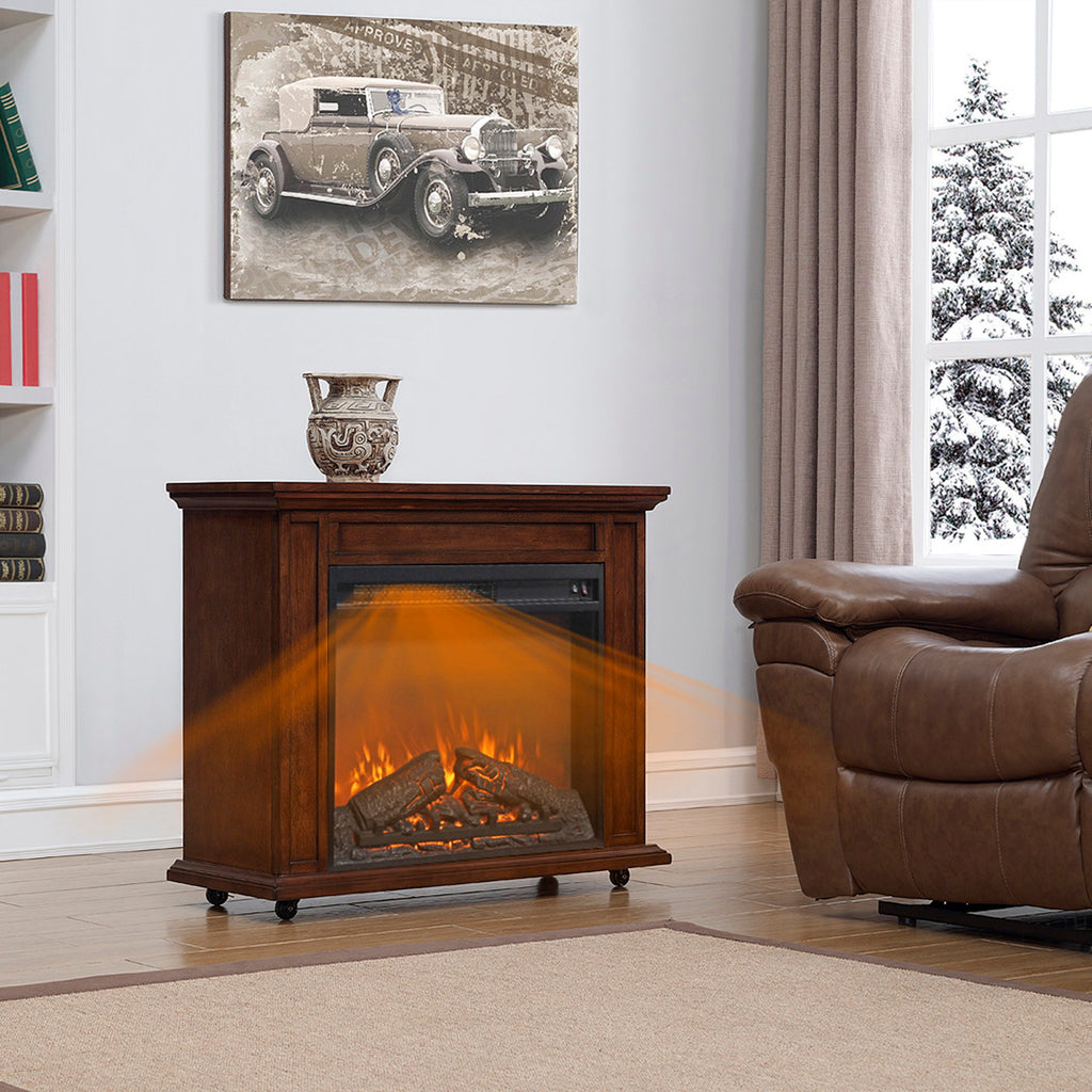 23 inch electric fireplace insert heater with log set & realistic flame, overheating protection without control - Grand Goldman Shop