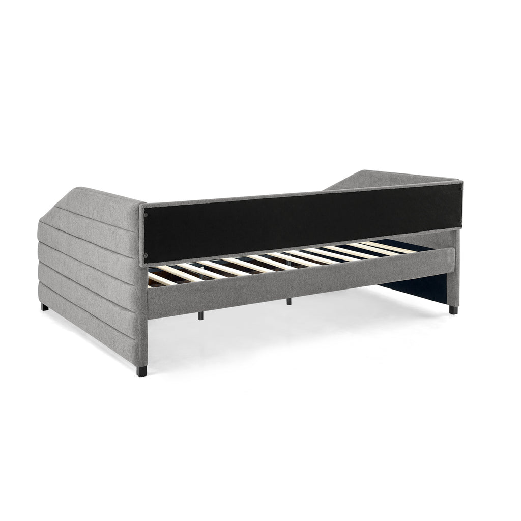 Upholstered Tufted Queen Size Daybed with Two Drawers Trundle, Linen Fabric, Grey, 88'x64.5'x34' - Grand Goldman Shop