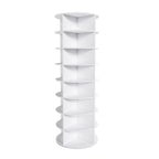 Rotating Shoe Rack Tower, 8-Tier Spinning Storage Rack, Free Standing 360° Revolving Organizer in White with PVC Construction, Holds 32 Pairs of Shoes - Grand Goldman Shop