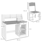 Qaba Kids Desk and Chair Set with Storage, Study Desk with Chair for Children 5-8 Years Old, Gray | Premium Home Decor - Gran