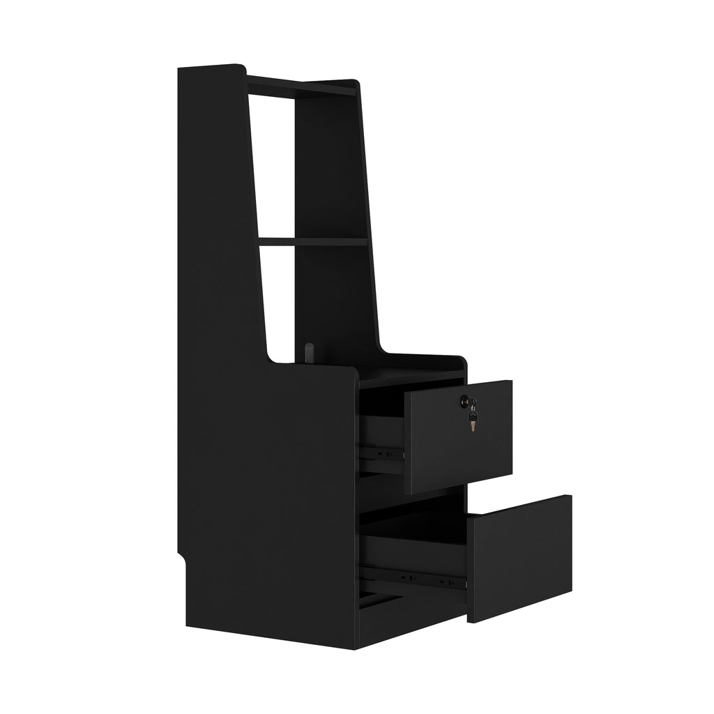 Nightstand with Charging Station, Smart Nightstand with Night Light, Modern Night Stand with Bookshelf, Bedside Tables with Storage Cabinet for Bedroom, Black - Grand Goldman Shop