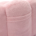 Lotus Style Compression Sofa Adult Bean Bag with Pull Ring in Pink Plush, 43.7 x 39.76 x 26.77 inches, No Installation Required - Grand Goldman Shop