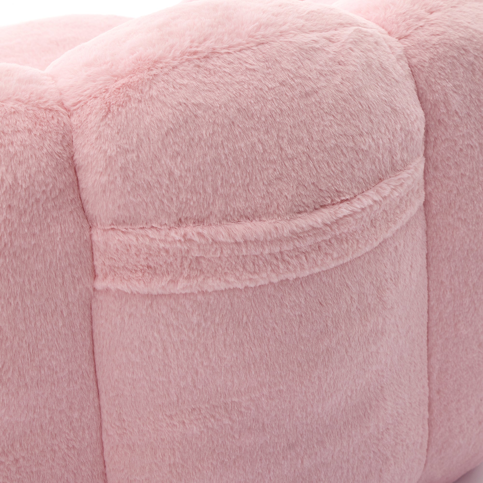 Lotus Style Compression Sofa Adult Bean Bag with Pull Ring in Pink Plush, 43.7 x 39.76 x 26.77 inches, No Installation Required - Grand Goldman Shop