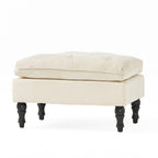 LOFTON Pillow Top Ottoman with Button Tufting in Cream Fabric, 28 Inch - Grand Goldman Shop