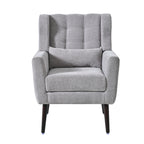 Modern Accent Chair Chenille Arm Chairs for Living Room Upholstered Comfy Soft Padded Lounge Chair with Pillow Solid Wood Leg Gray - Grand Goldman Shop