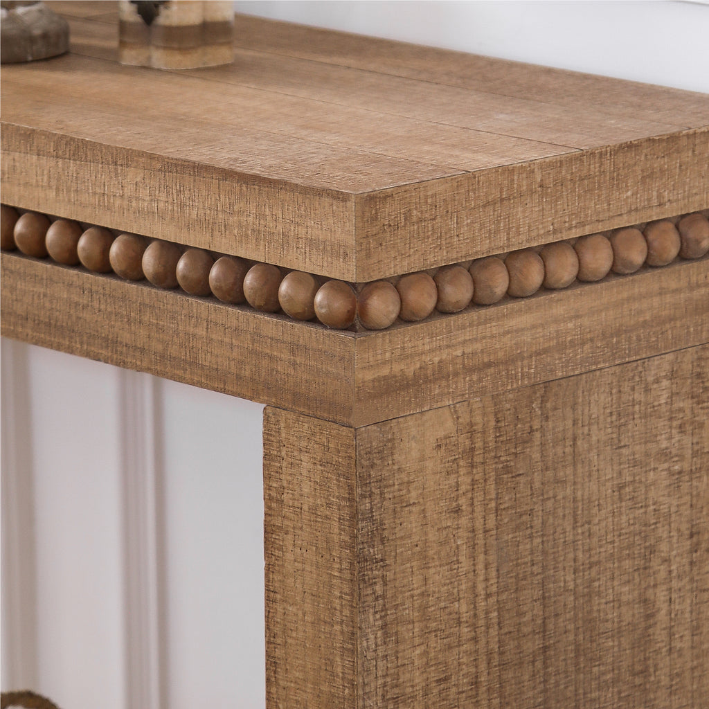 Rustic Manufactured Wood Console Table with Beaded Accent, 64L x 14W x 32H - Grand Goldman Shop