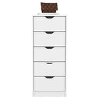Dresser Kamran, Five Drawer Narrows, White Finish - Grand Goldman Shop