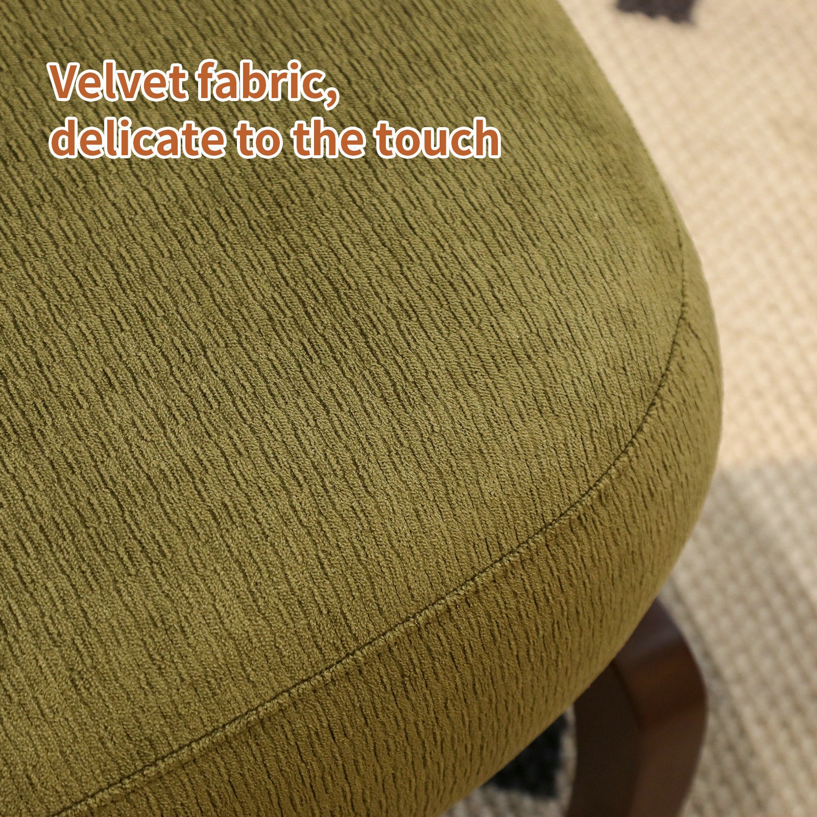 Cute Accent Chair with Solid Wood Legs, Velvet Living Room Chair with Soft Cushion, Cozy Bedroom Chair, Comfy Armless Reading Chair for Apartment, Waiting Room, Balcony (Green) - Grand Goldman Shop