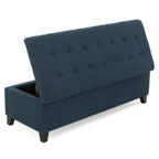 Upholstered Storage Ottoman Bench, Entryway Bench, End of Bed Bench, Ottoman Foot Rest for Bedroom, Navy Blue, 300lbs - Grand Goldman Shop