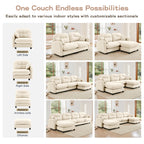 Loveseat Cloud Sectional Couches  Chenille Fabric, Quilted Pleated Design, Ergonomic Design, High-Density Foam Easy Install Elegant Armrests High Quality Wooden Base,Fits Living Rooms,Beige - Grand Goldman Shop
