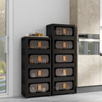 Folding Storage Cabinet 5-Tier 24-Inch Wide Black Plastic with Magnetic Doors and Wheels - Grand Goldman Shop