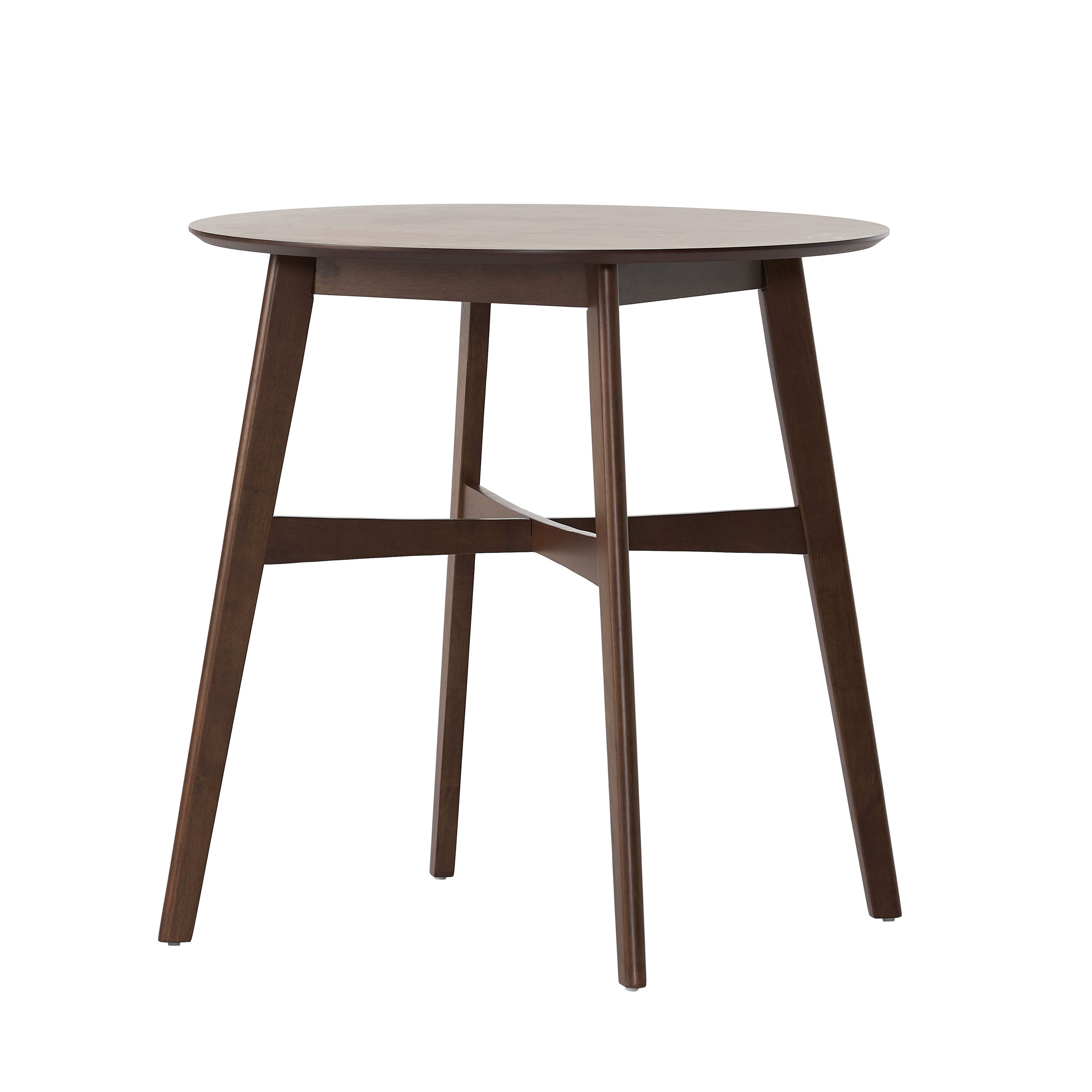 Round Counter Height Dining Table with Thick Rubberwood Legs and Support Beams, Walnut - Grand Goldman Shop