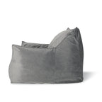 Allea Velveteen Bean Bag Chair with Armrests, Soft Grey Velvet, Cozy and Spacious - Grand Goldman Shop