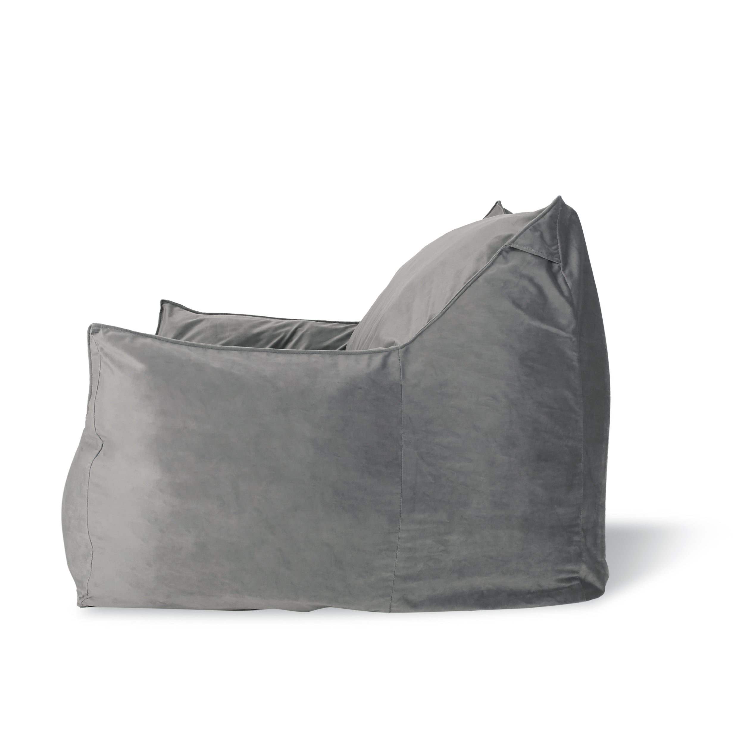Allea Velveteen Bean Bag Chair with Armrests, Soft Grey Velvet, Cozy and Spacious - Grand Goldman Shop