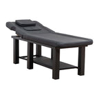 Spa Salon Massage Table with Bottom Storage, Adjustable Backrest (0-15°) & Detachable Headrest, High-Resiliency Waterproof Cu