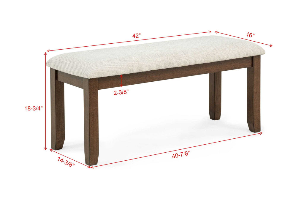 1pc Rich Wood Finish Beige Fabric Upholstered Bench Wooden Dining Room Furniture - Grand Goldman Shop