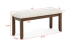 1pc Rich Wood Finish Beige Fabric Upholstered Bench Wooden Dining Room Furniture - Grand Goldman Shop