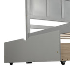 Gray Platform Storage Bed with 2 Wheels-Drawers, Twin Size Frame, Pine Wood and MDF Construction - Grand Goldman Shop