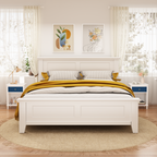 Navy+Golden Handle Wooden Nightstand with One Drawer One Shelf for Kids and Adults, White+Navy Finish, MDF Material, 26.77''H - Grand Goldman Shop