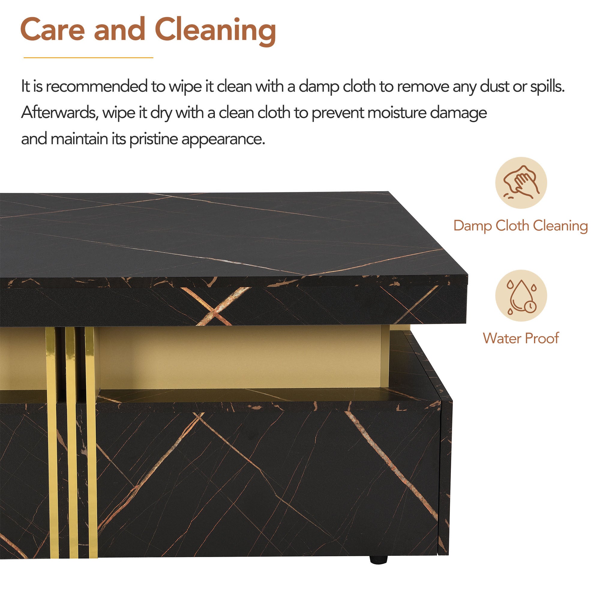 Modern Black Square Storage Coffee Table With 4 Drawers - Grand Goldman Shop