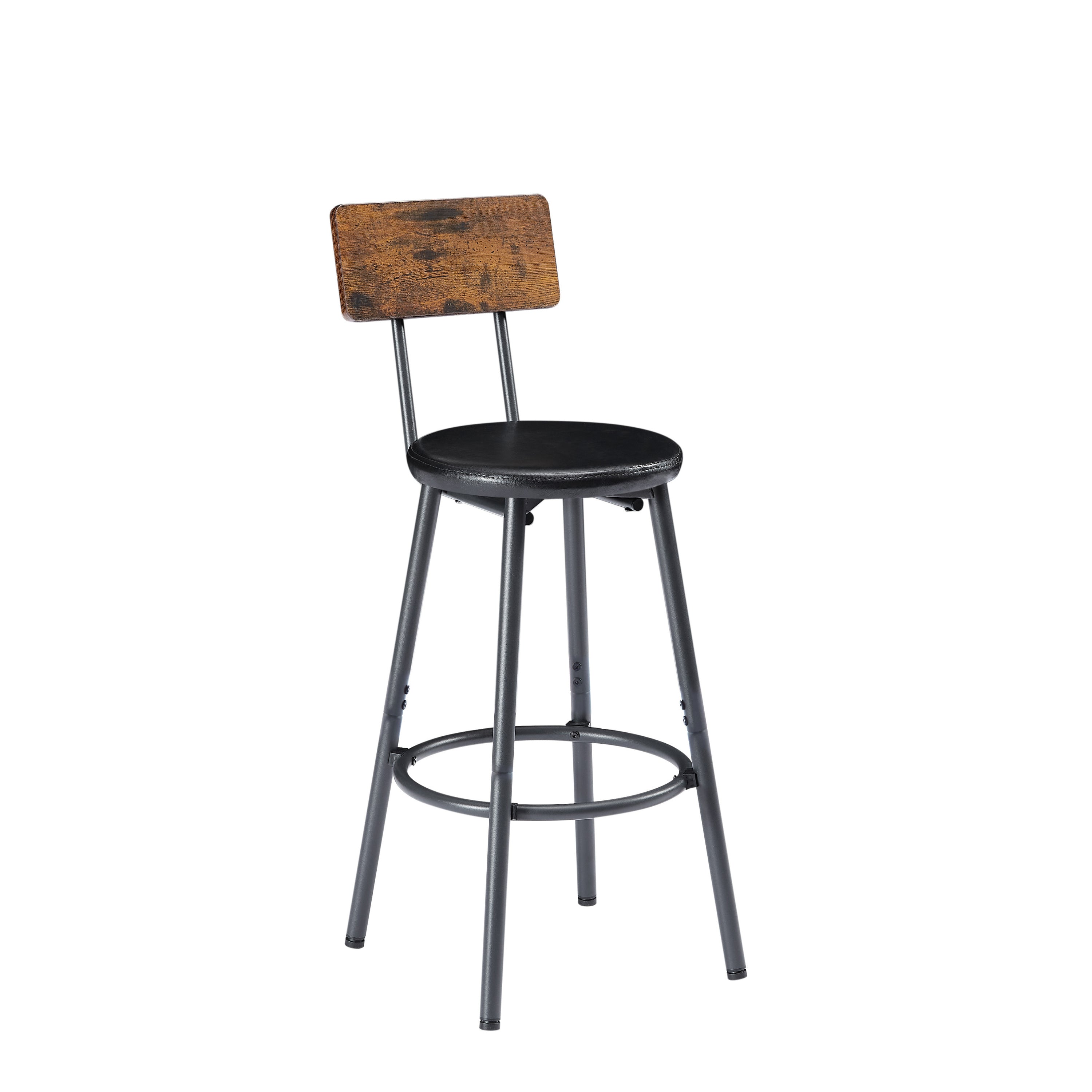 Long Bar Table Set with 3 PU Upholstered Bar Stools, Industrial Bar Table and Chairs for Kitchen Breakfast Table, Living Room, Banquet Hall, Rustic Brown and Black, 63″L x15.7'W x 37.5'H - Grand Goldman Shop