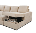 123' Oversized Sectional Sofa with Storage Chaise, U Shaped Sectional Couch with 4 Throw Pillows for Large Space Dorm Apartment. Beige - Grand Goldman Shop