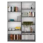 2 Piece Bookcase Living Room Set,  Storage Cabinet, 49' Wide and 9 Shelves Matt Gray / White - Grand Goldman