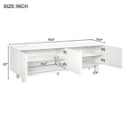 ON-TREND Graceful TV Stand with Arch Cabinets for TVs Up to 78'', Minimalist Entertainment Center with Solid Wood Legs, Practical Media Console with Adjustable Shelves for Living Room, White - Grand Goldman Shop