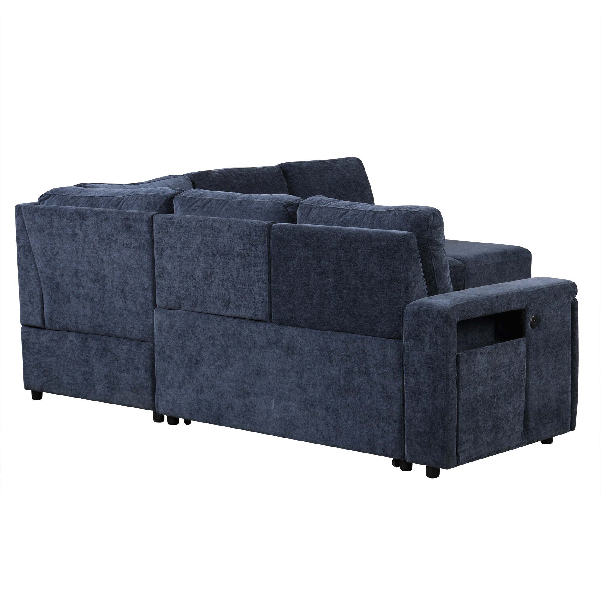 U_STYLE L-shaped Pull-Out Sofa Bed with Storage, USB Ports, and Cup Holders, Modular Design for Living Rooms, Offices & Apartments - Grand Goldman Shop