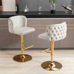 A&A Furniture,Swivel Barstools Adjusatble Seat Height, Modern PU Upholstered Bar Stools with  the whole Back Tufted, for Home Pub and Kitchen Island（Beige, Set of 2） - Grand Goldman Shop