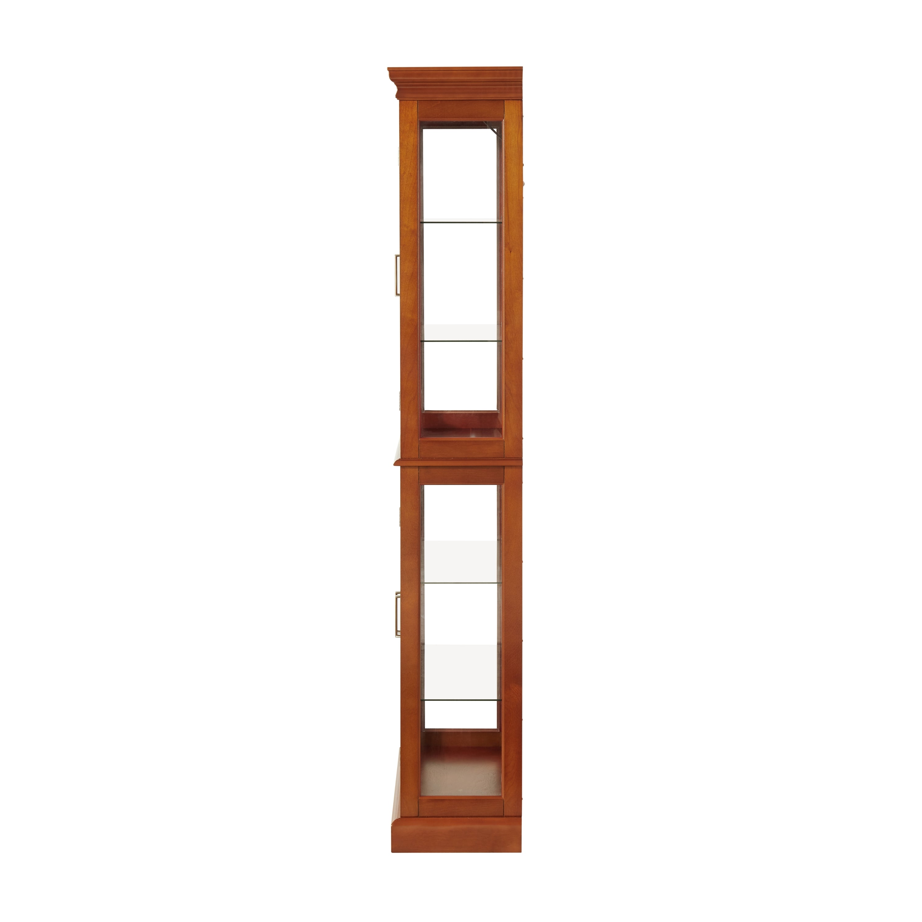 Lighted Curio Cabinet with Adjustable Shelves, Mirrored Back, and Tempered Glass Doors, 6-Tier Walnut Finish - Grand Goldman Shop