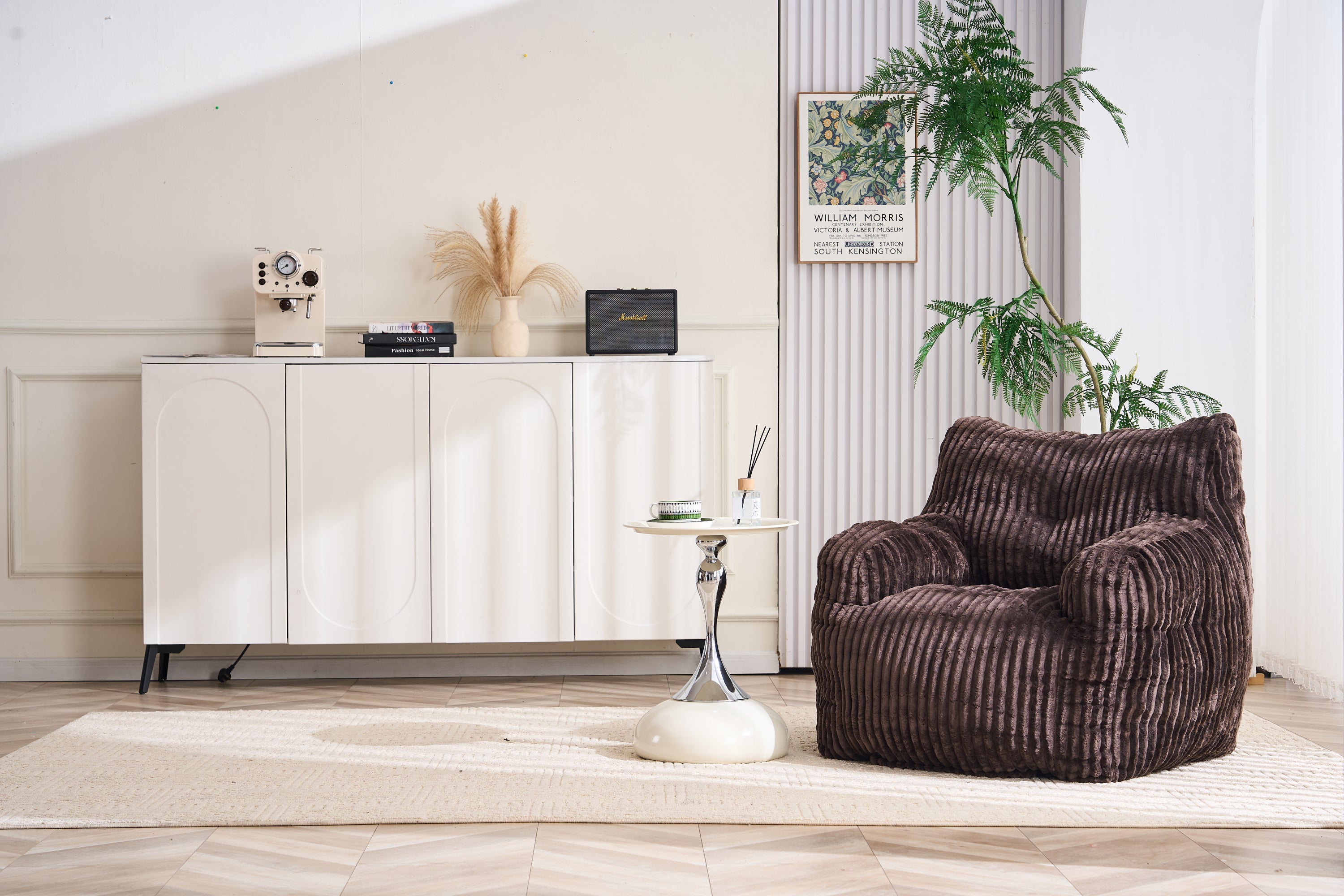 010-Soft Fluffy Corduroy Fabric Bean Bag Chair Filled With Memory Sponge,Brown - Grand Goldman Shop