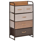 HOMCOM 5-Drawer Dresser, Fabric Drawers, 4-Tier Storage Organizer for Bedroom Entryway, Tower Unit with Steel Frame Wooden Top, Maple Wood - Grand Goldman Shop