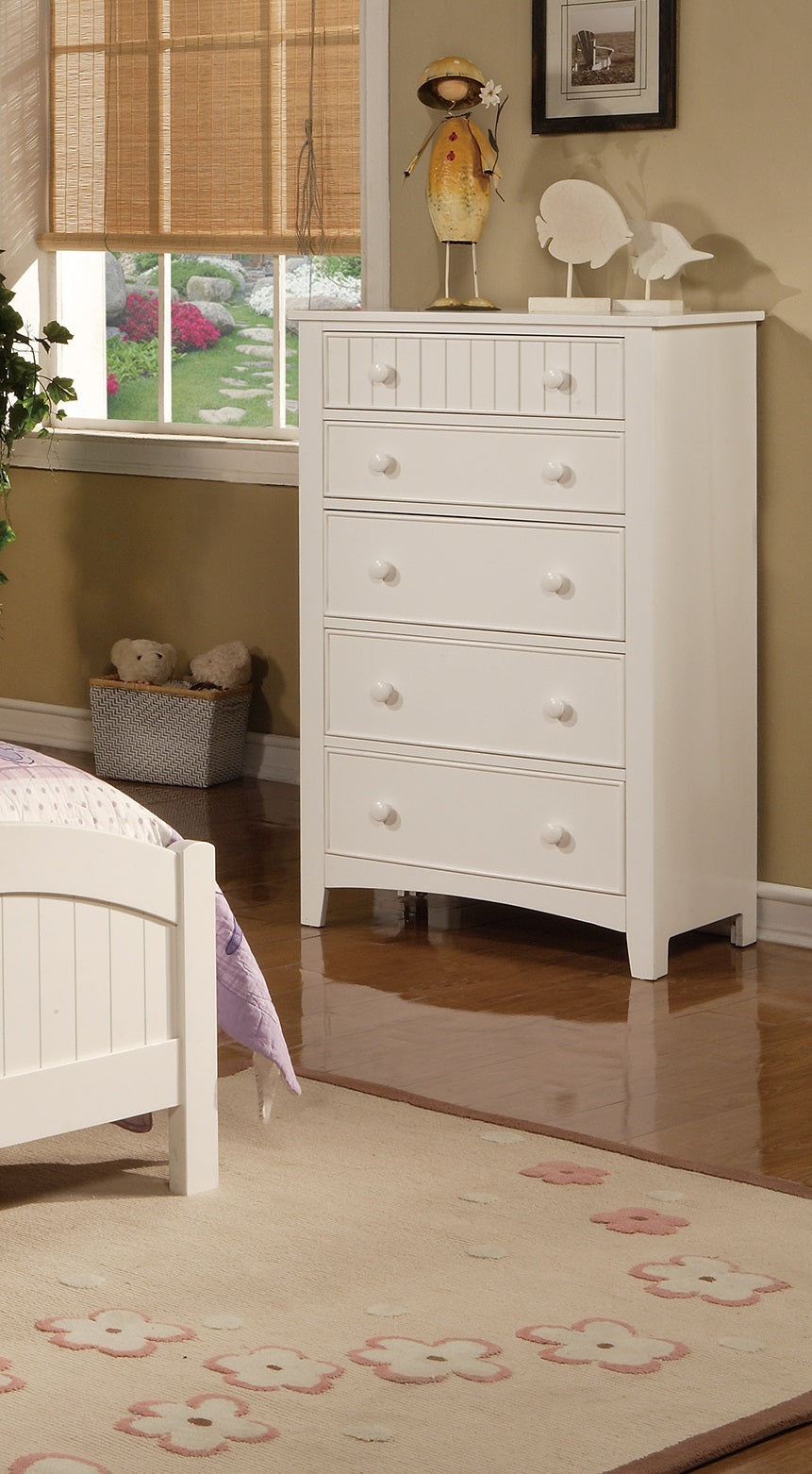 White Color Twin Size Bed Nightstand And Chest 3pc Set Bedroom Furniture Wooden Transitional Style Headboard - Grand Goldman Shop