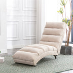 Linen Massage Chaise Lounge Indoor with Remote Control, Ergonomic Electric Massage Lounger in Beige - Grand Goldman Shop