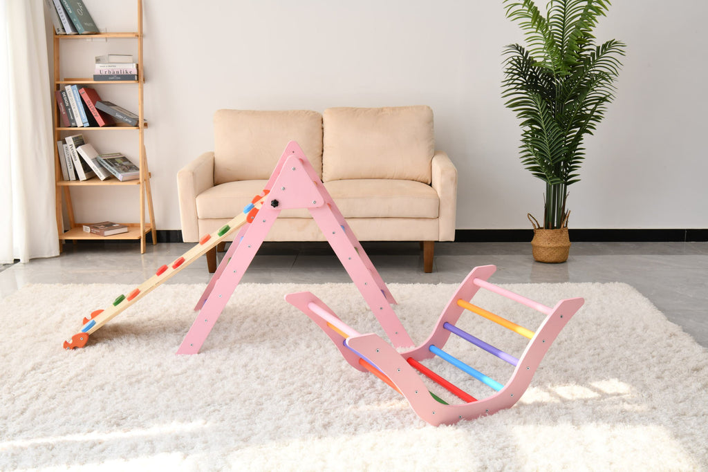 Gardenia Pikler Triangle Set Montessori Toddler Climbing Toys Indoor, Foldable Climbing Toys for Toddlers 1-3 Inside, 2 Piece