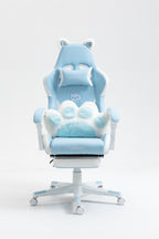 Cat Ears Gaming Chair - Ergonomic PU Leather Office Chair, Cute Chair with Footrest for Adult 310lbs Capacity, 90°-155° Recli