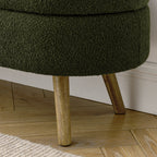 Elegant Ottoman Oval Storage Bench with Rubber Wood Legs in Green, Foam Upholstery, 43.5'x16'x16' - Grand Goldman Shop