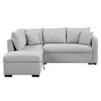 Modern L-shaped Sectional Pull Out Sofa Bed with USB Ports & Storage Ottoman, Gray Jacquard Fabric, 82.6' - Grand Goldman Shop