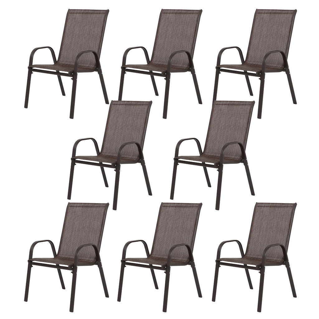 8 Piece Patio Chairs, Outdoor Camping Chairs with Breathable Textilene Fabric, Set of 2 Garden Chairs with Armrest High Backr
