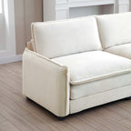 Ottoman Footstool in Corduroy Fabric, Can be Used with 2 Seater Sofas, 3 Seater Sofas and 4 Seater Sofas, Beige Corduroy Fabric - Grand Goldman Shop