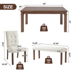6-Piece Modern Dining Set, Rectangle Kitchen Table with 4 Upholstered Chairs & Bench, Ideal for Dining Room and Living Room, (Easy Assembly, Space Saving) - Grand Goldman Shop