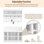 ON-TREND Shoe Storage Bench with Shelves and 4 Hooks, Elegant Hall Tree with Wall Mounted Coat Rack, Entryway Organizer For Hallway, Foyer, Mudroom, White - Grand Goldman Shop