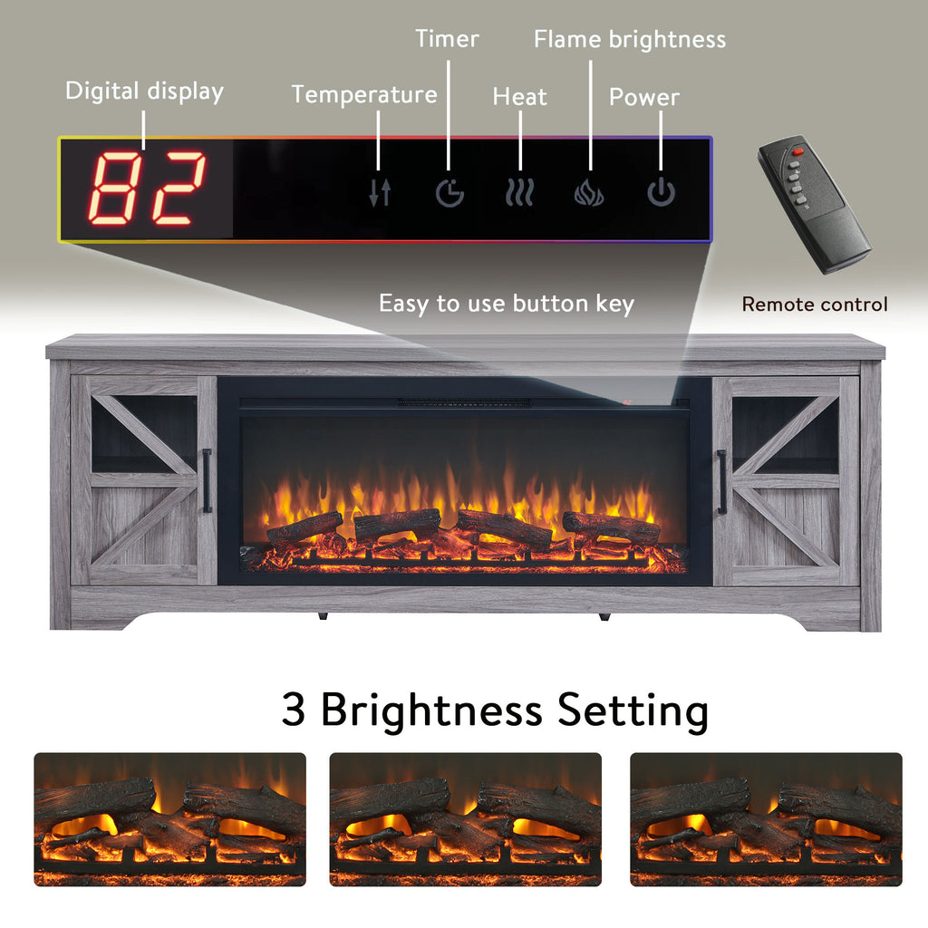 75' Fireplace TV Stand for TVs up to 80',with 44' Electric Fireplace - Grand Goldman Shop