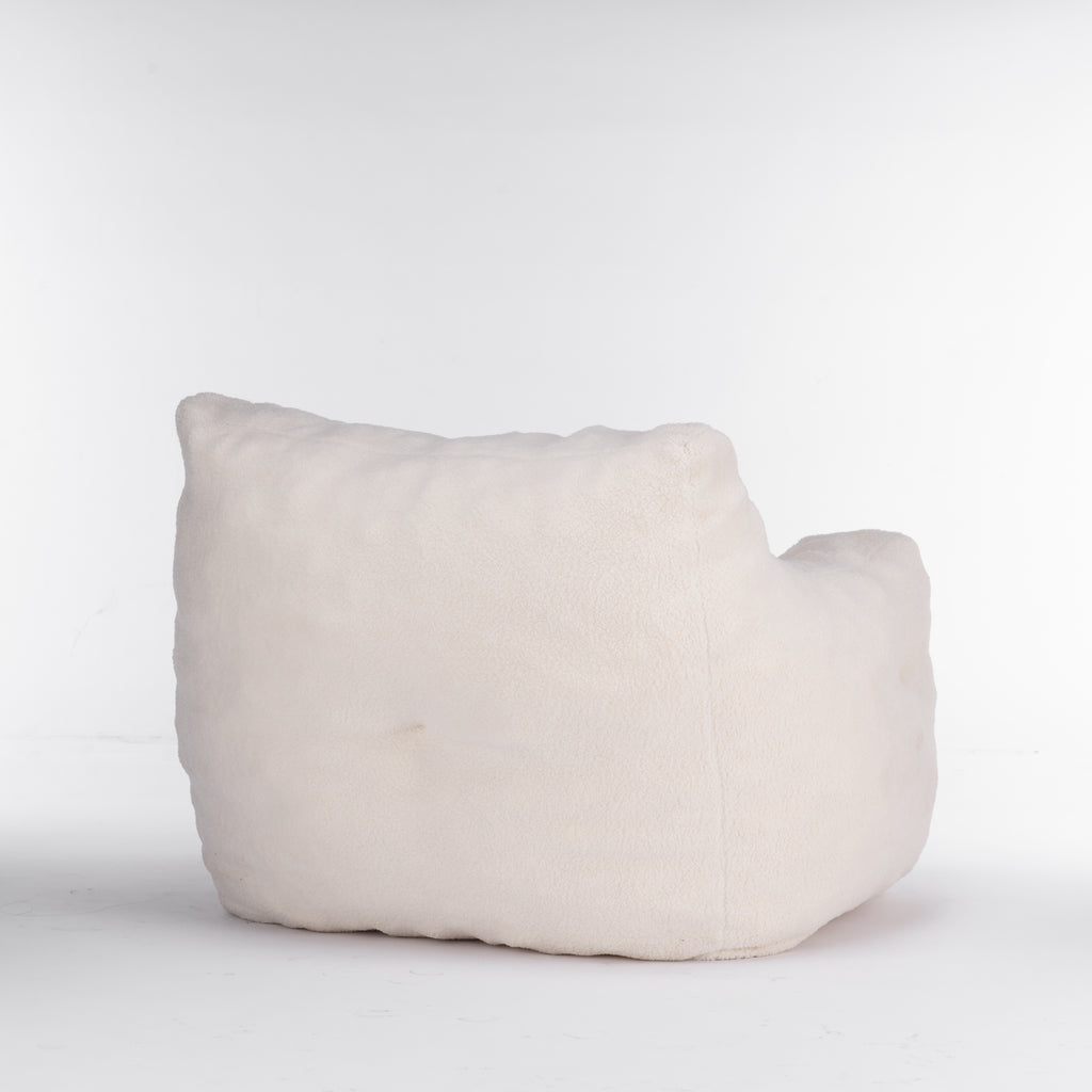Ivory White Soft Teddy Fabric Tufted Foam Bean Bag Chair with Memory Sponge - Grand Goldman Shop
