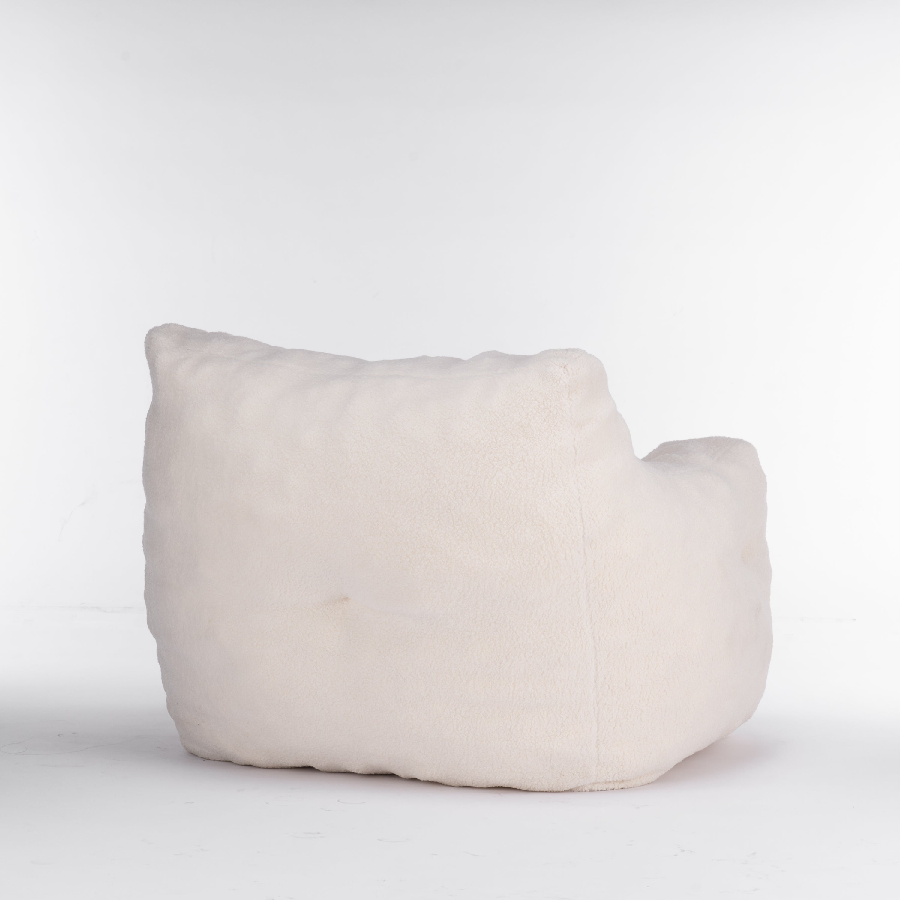 Ivory White Soft Teddy Fabric Tufted Foam Bean Bag Chair with Memory Sponge - Grand Goldman Shop