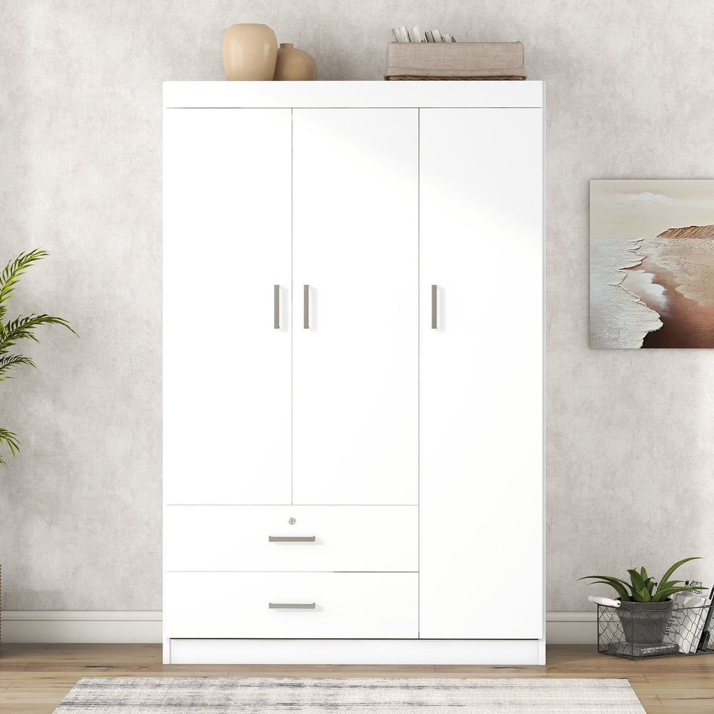 3-Door Wardrobe with 2 Drawers, White(OLD SKU:LP006001AAK) - Grand Goldman Shop