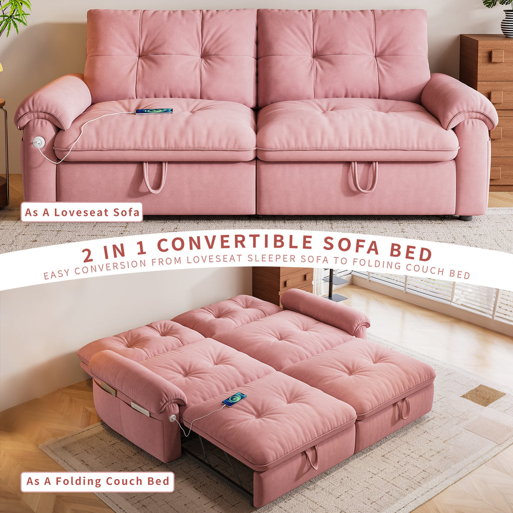W3820S00026, a 77-inch convertible sofa bed, and a 2-in-1 piece suitable for both sitting and lying. Made of cloud-like fabric, it is applicable to living rooms, bedrooms and apart - Grand Goldman Shop