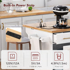 K&K 59.3' Kitchen Island with Storage 2 Pull Out Cabinet Organizers & Rubber Wood Drop Leaf, Rolling Kitchen Island with Trash Can Storage, Power Outlet, Spice & Towel Rack for Kitchen, Dining, White - Grand Goldman Shop