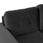Modern Sectional Sofa with Storage Ottoman, L-Shape Couch with 2 Pillows and Cup Holders, Black Velvet, 105' - Grand Goldman Shop